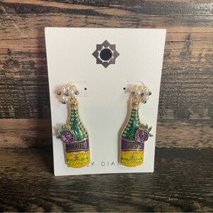 New Mardi Gras Bottle Earrings, Purple, Green, and Gold